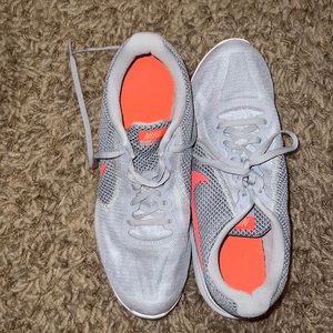 Nike Size 11 Slightly Worn Tennis Shoes Grey & Peach